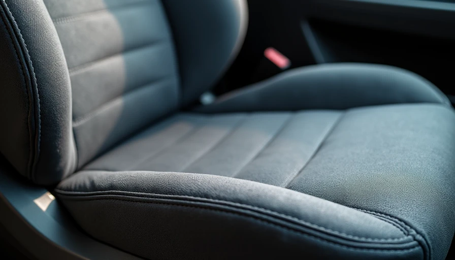 Close-up of compressed car seat cushion and bolster after years of use
