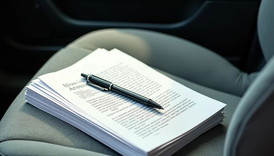 A stack of printed blog articles on a car seat, illustrating the intellectual property rights of Honest Mileage and the user content contributed by readers.