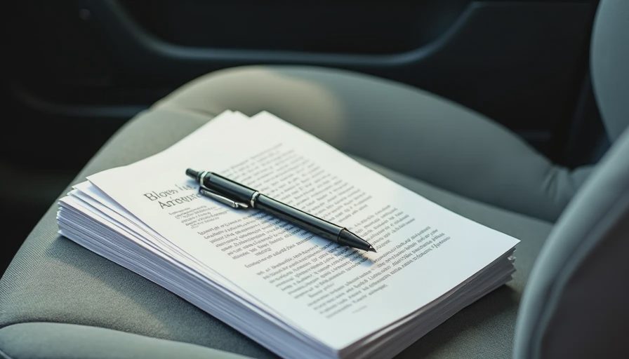 A stack of printed blog articles on a car seat, illustrating the intellectual property rights of Honest Mileage and the user content contributed by readers.