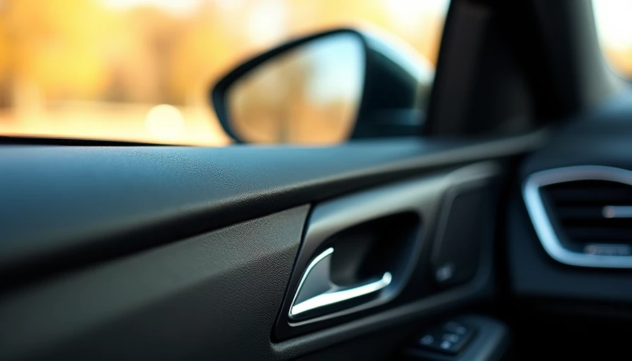 Close-up of worn car door panel and window seal showing daily driving details
