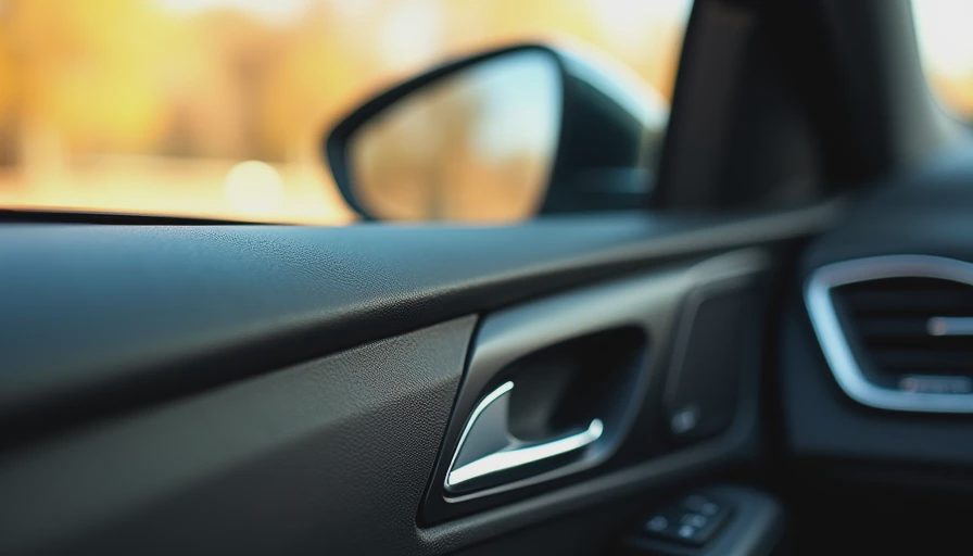 Close-up of worn car door panel and window seal showing daily driving details